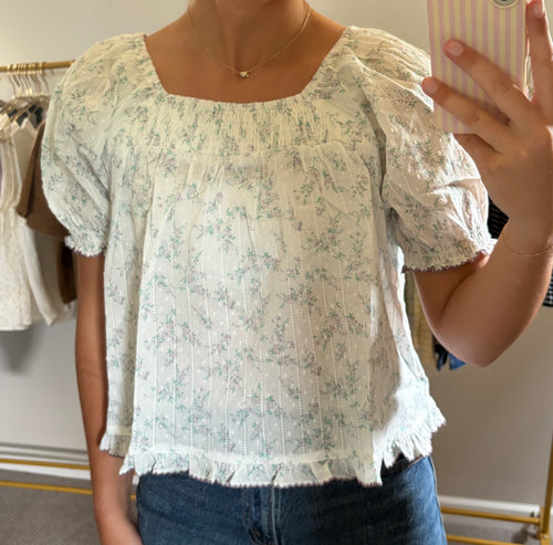 Cottage Floral Puff Sleeve Top
