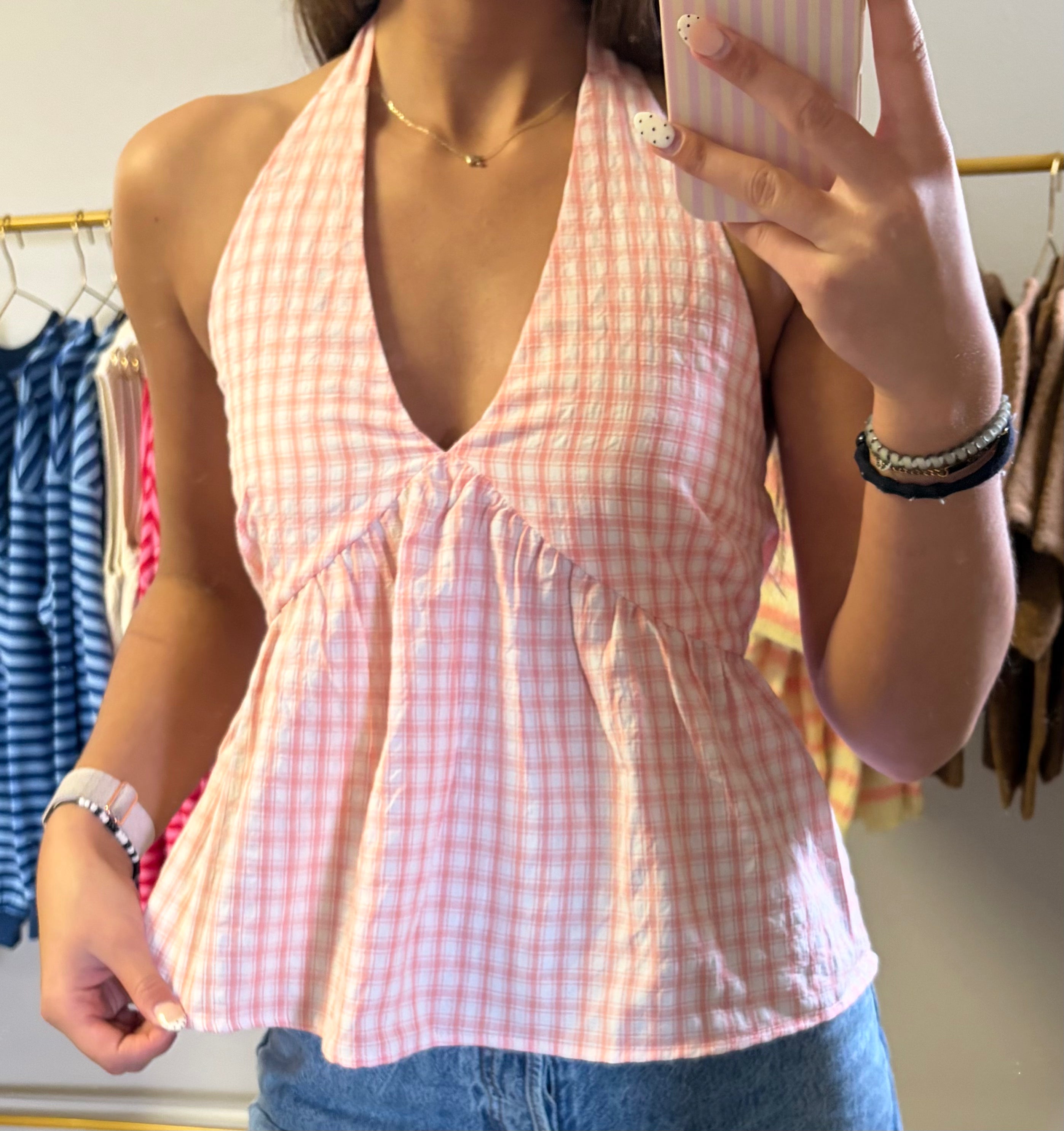 Sweet Gingham Halter Top