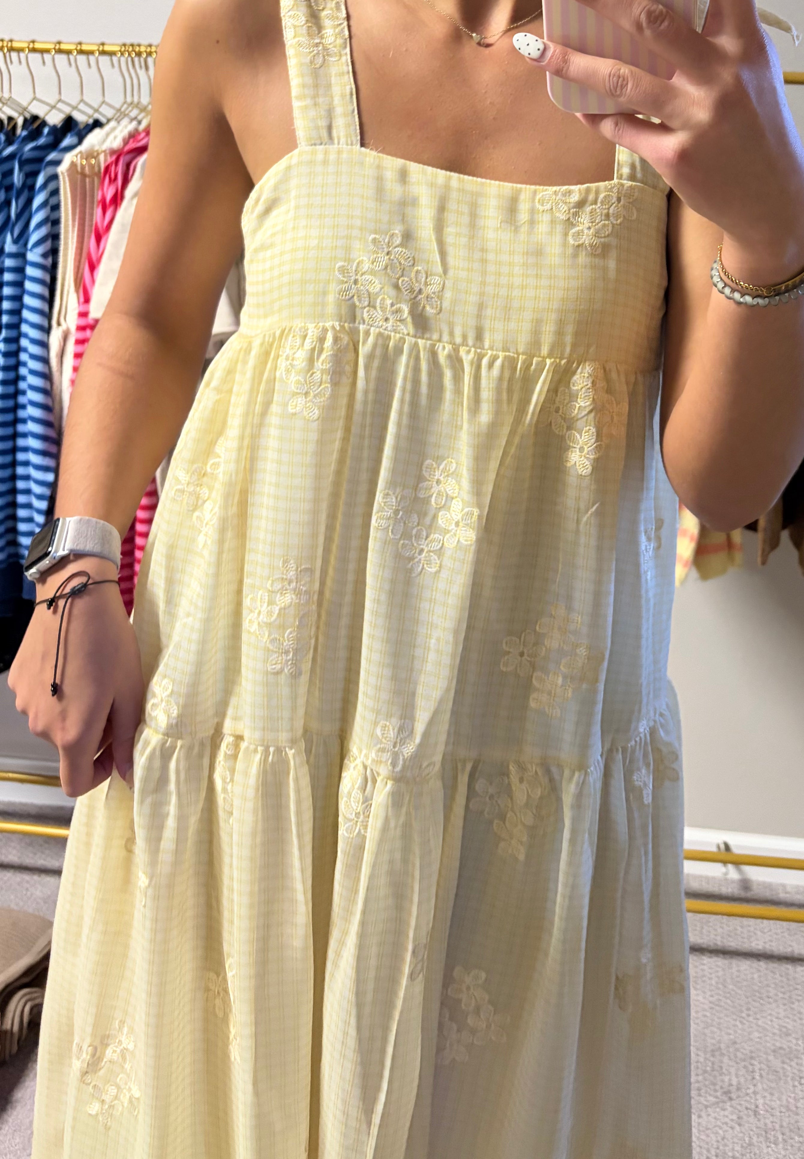 Buttercup Embroidered Tiered Midi Dress
