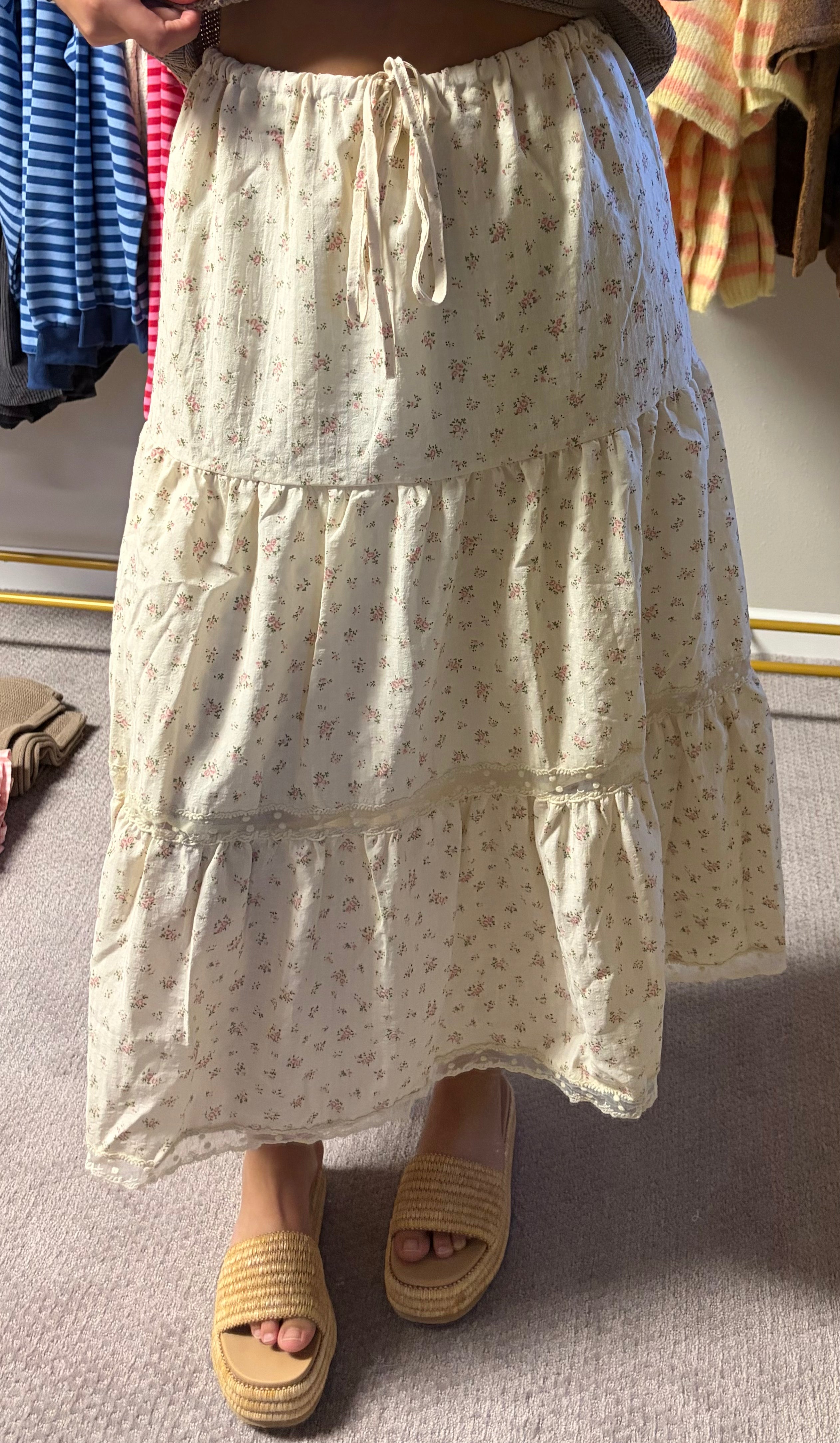 Meadow Floral Tiered Midi Skirt
