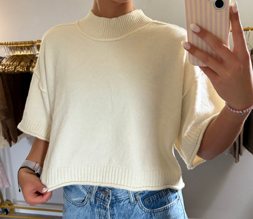 Coastal Oatmeal Mock Neck Sweater