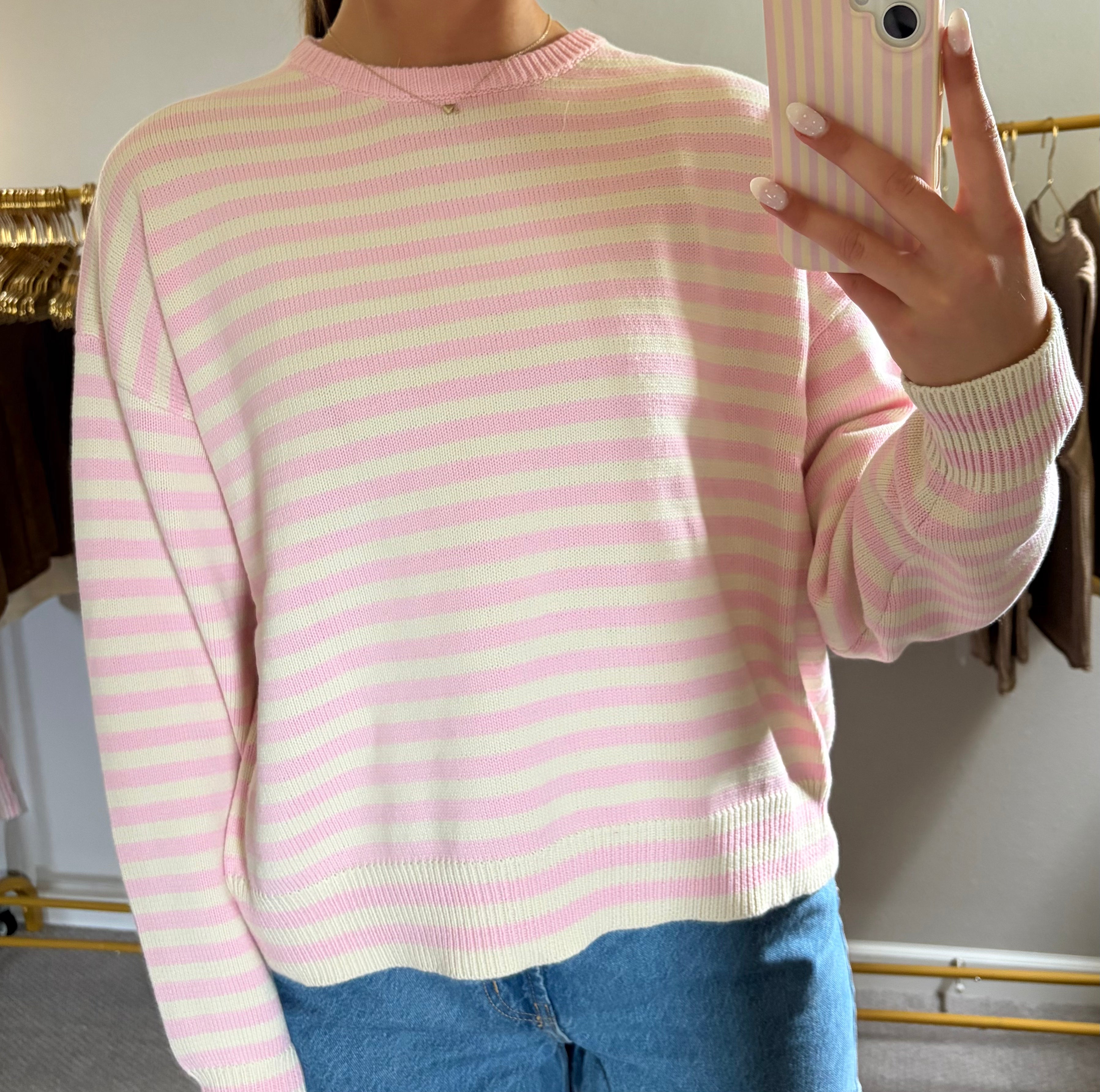 Strawberry Cream Stripe Sweater