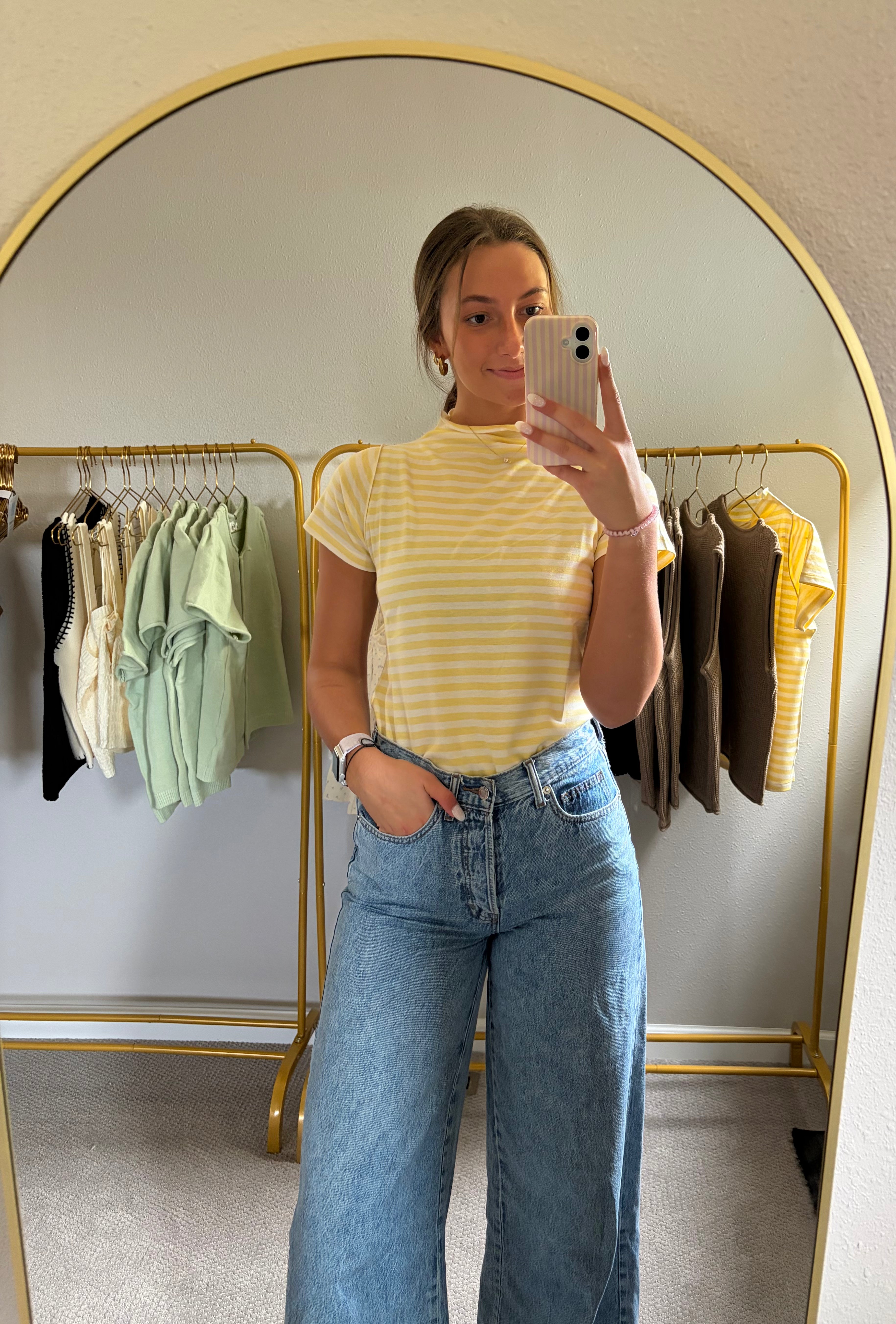Sunny Stripe Mock Neck Tee