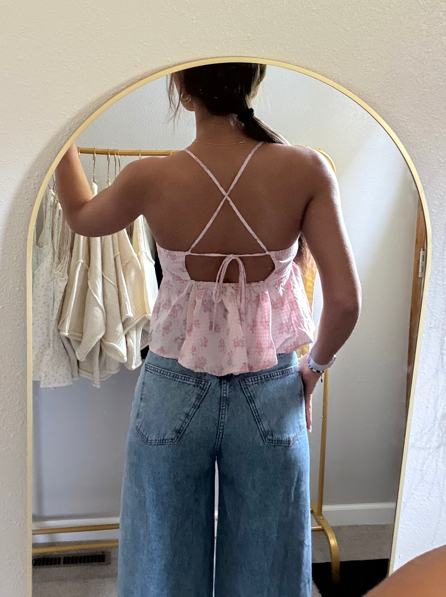 Pink Floral Babydoll Tank