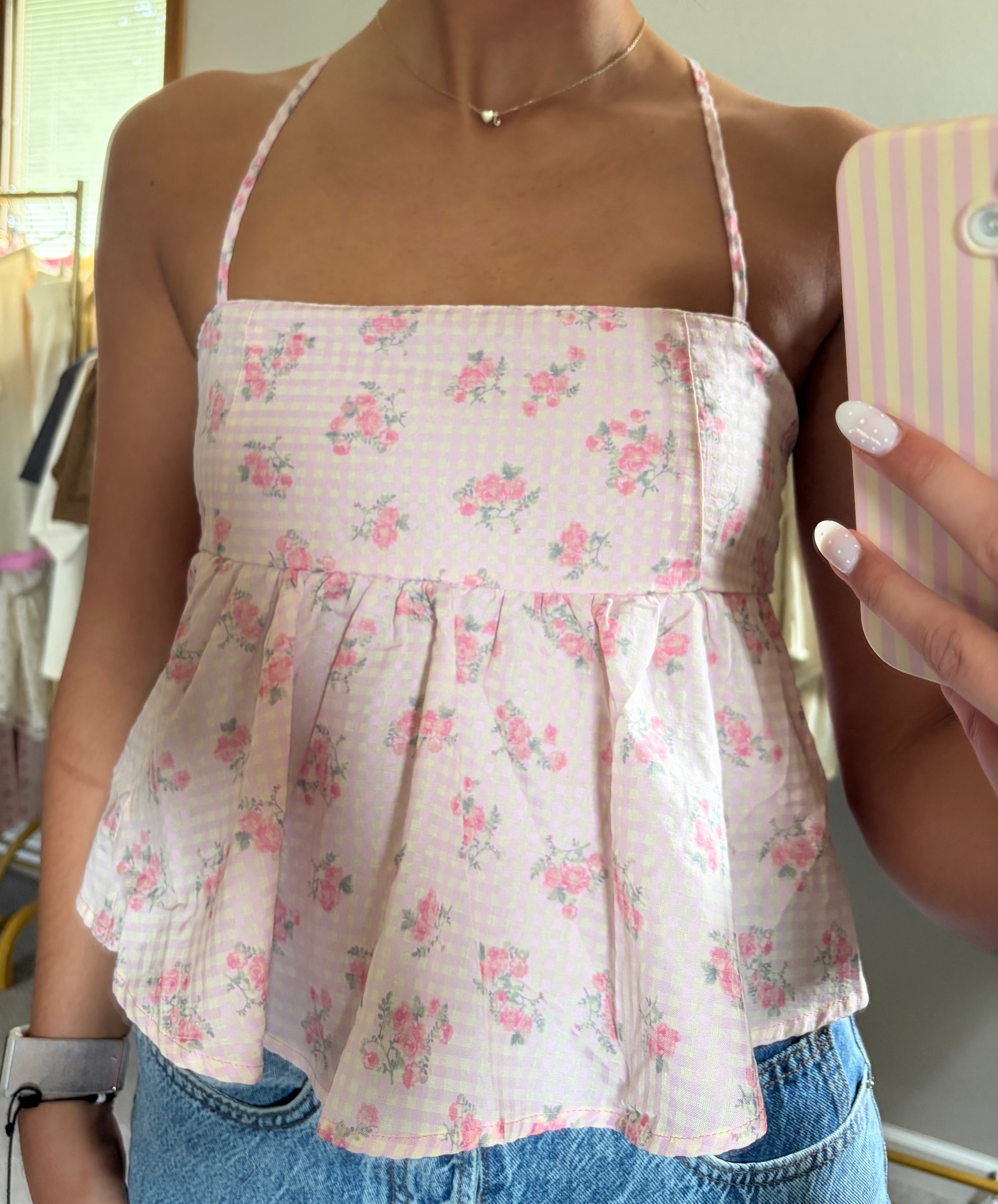 Pink Floral Babydoll Tank