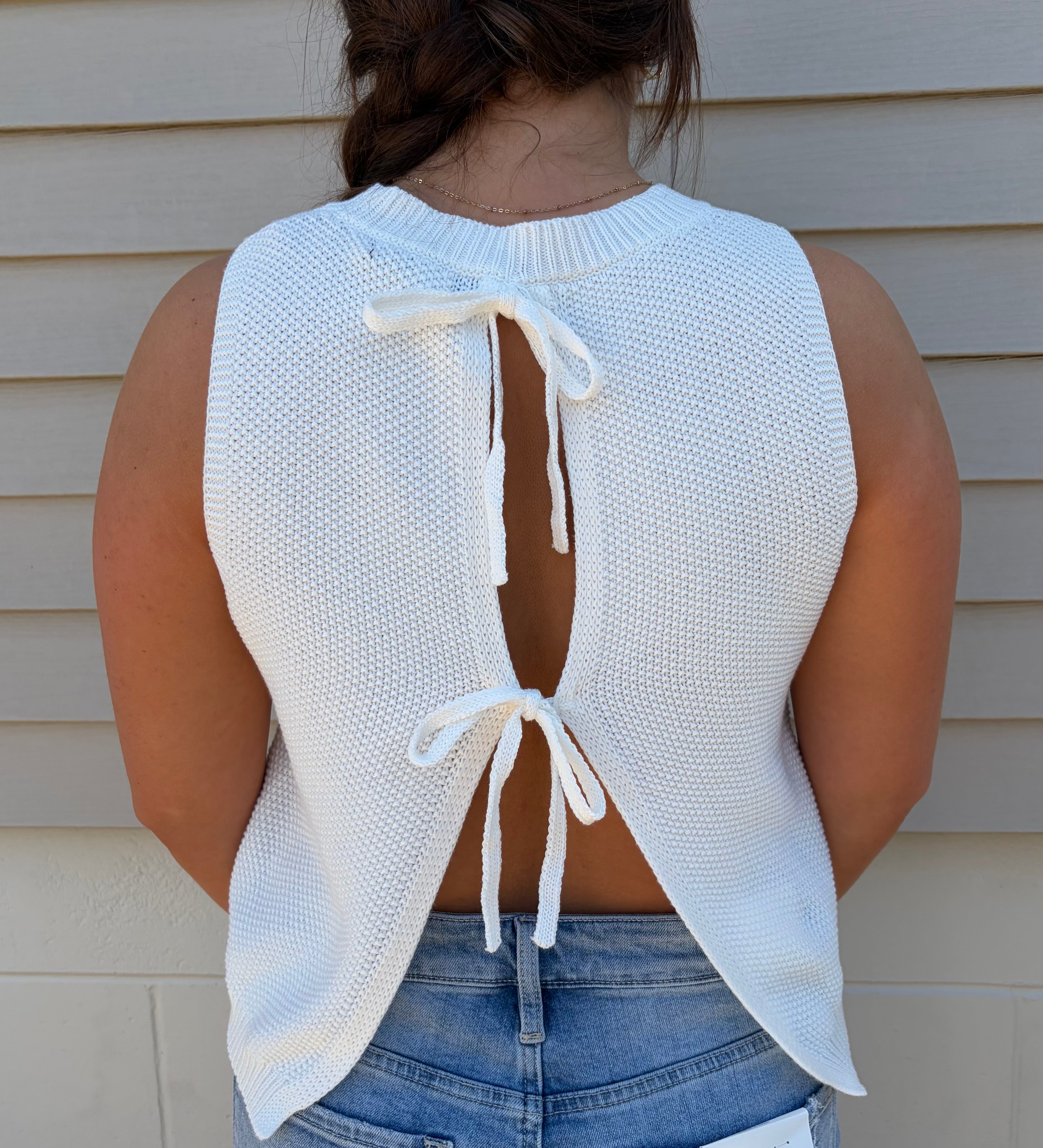 Open Back Tie Knit Tank