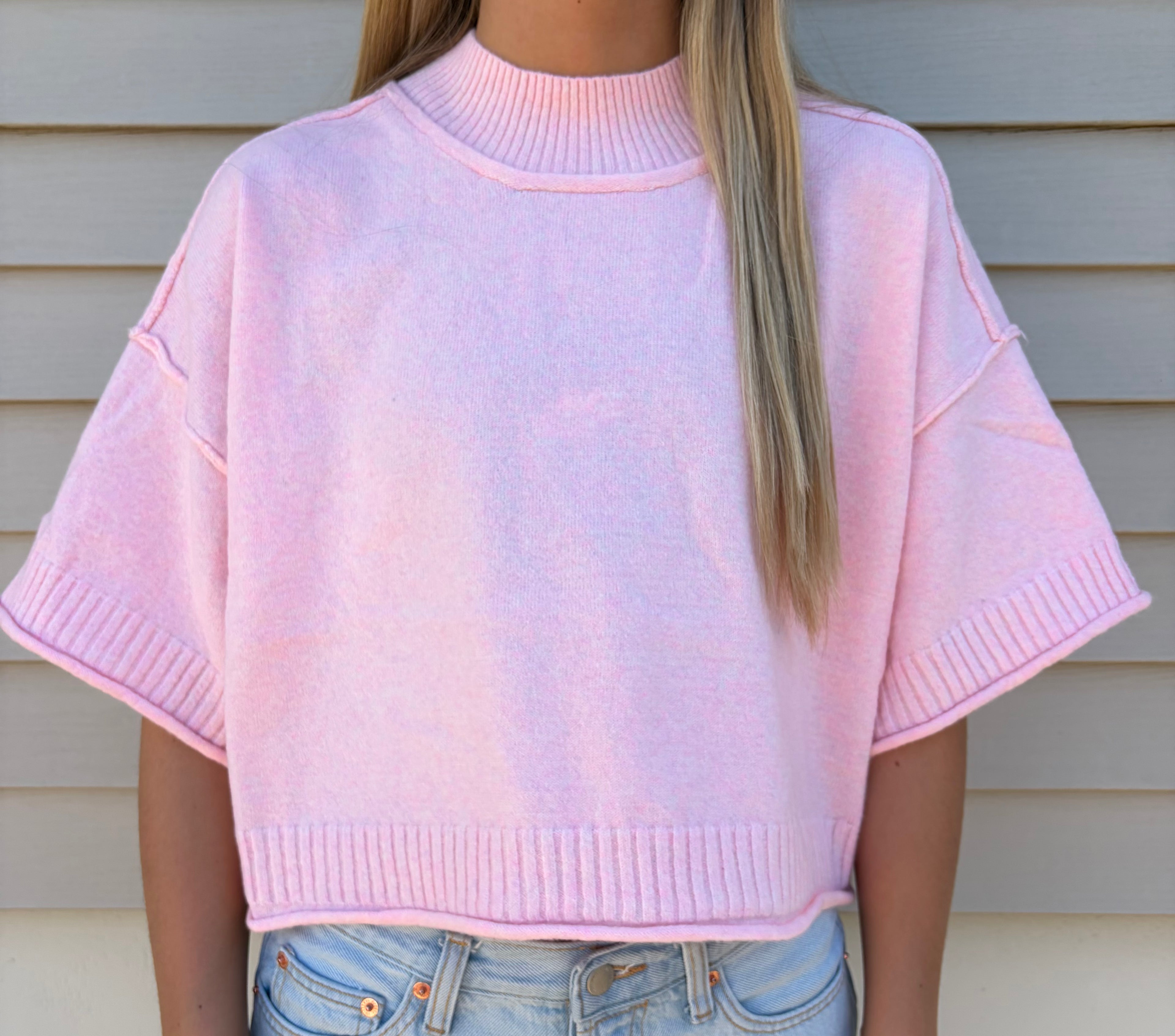 Sweet Peach Mock Neck Sweater