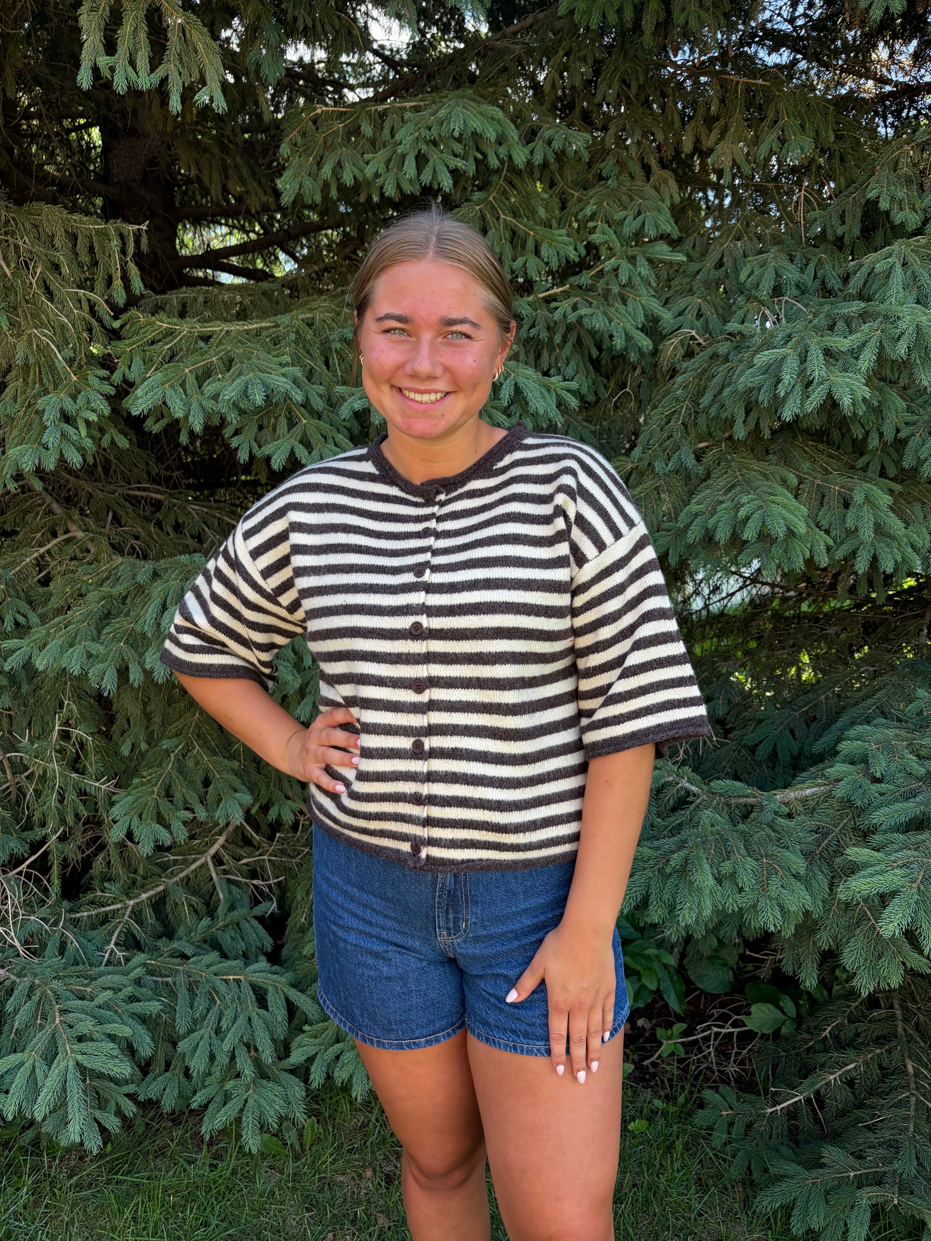 Mocha Cream Stripe Top