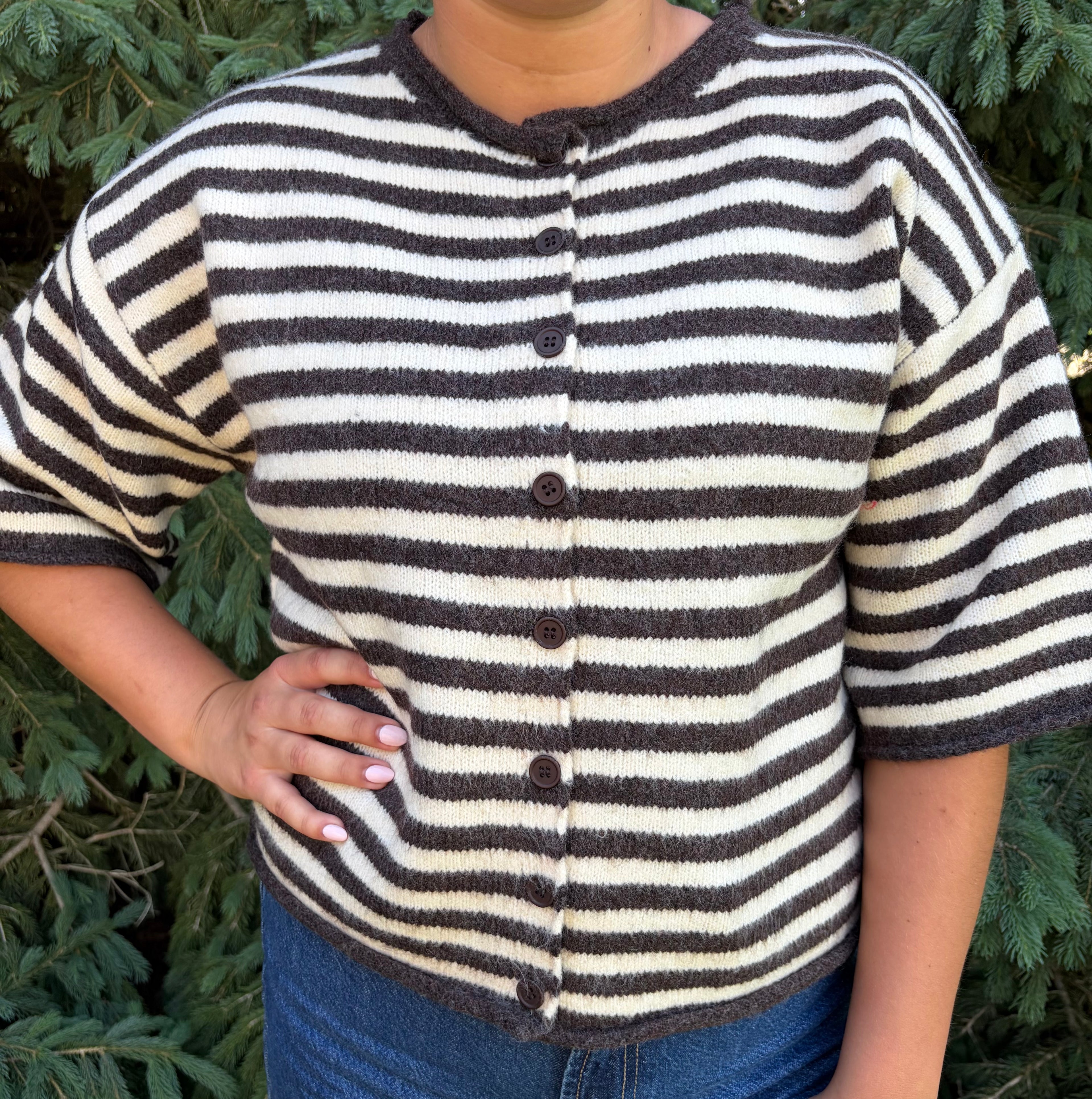 Mocha Cream Stripe Top