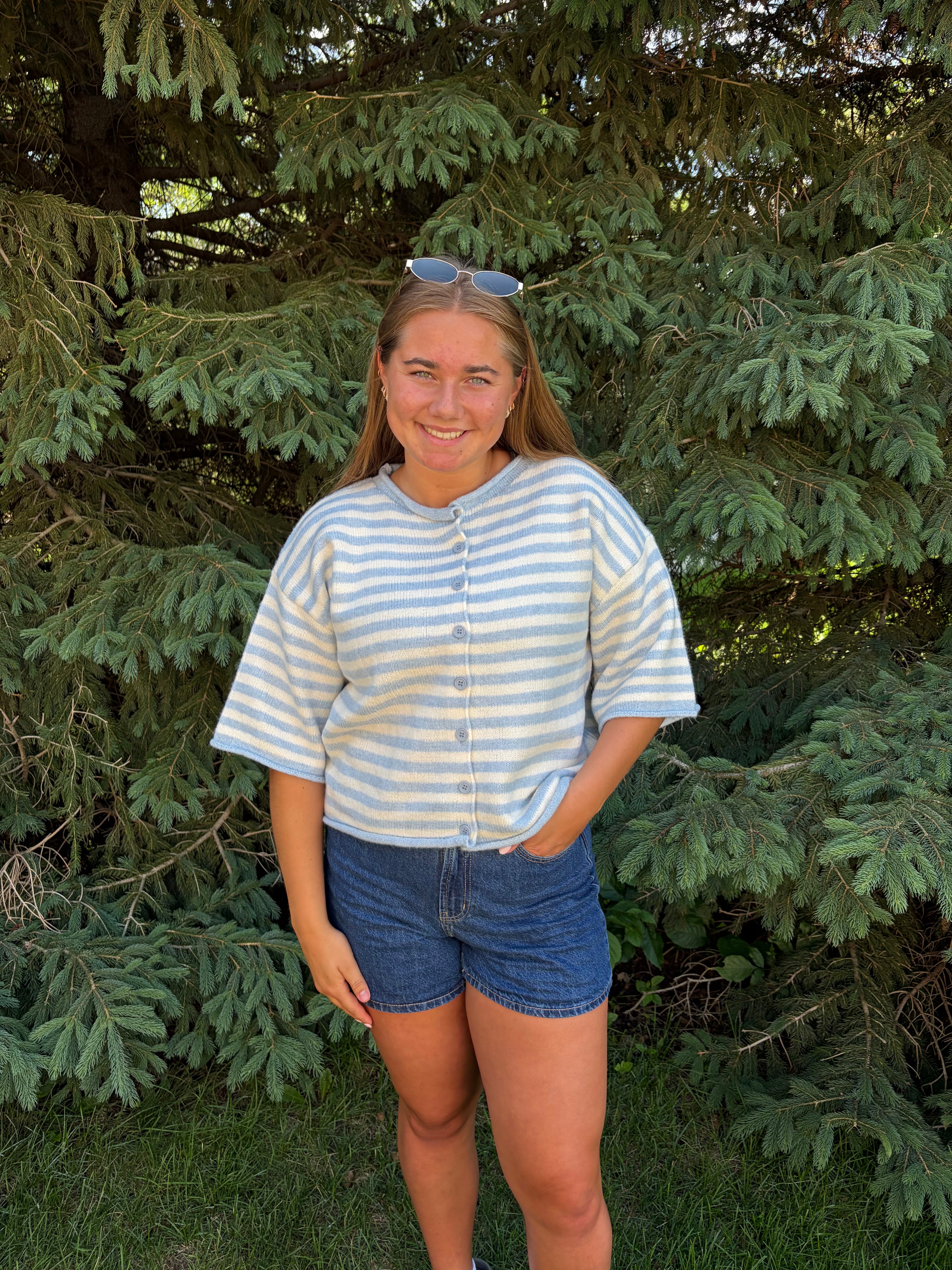 Sky Blue Stripe Top