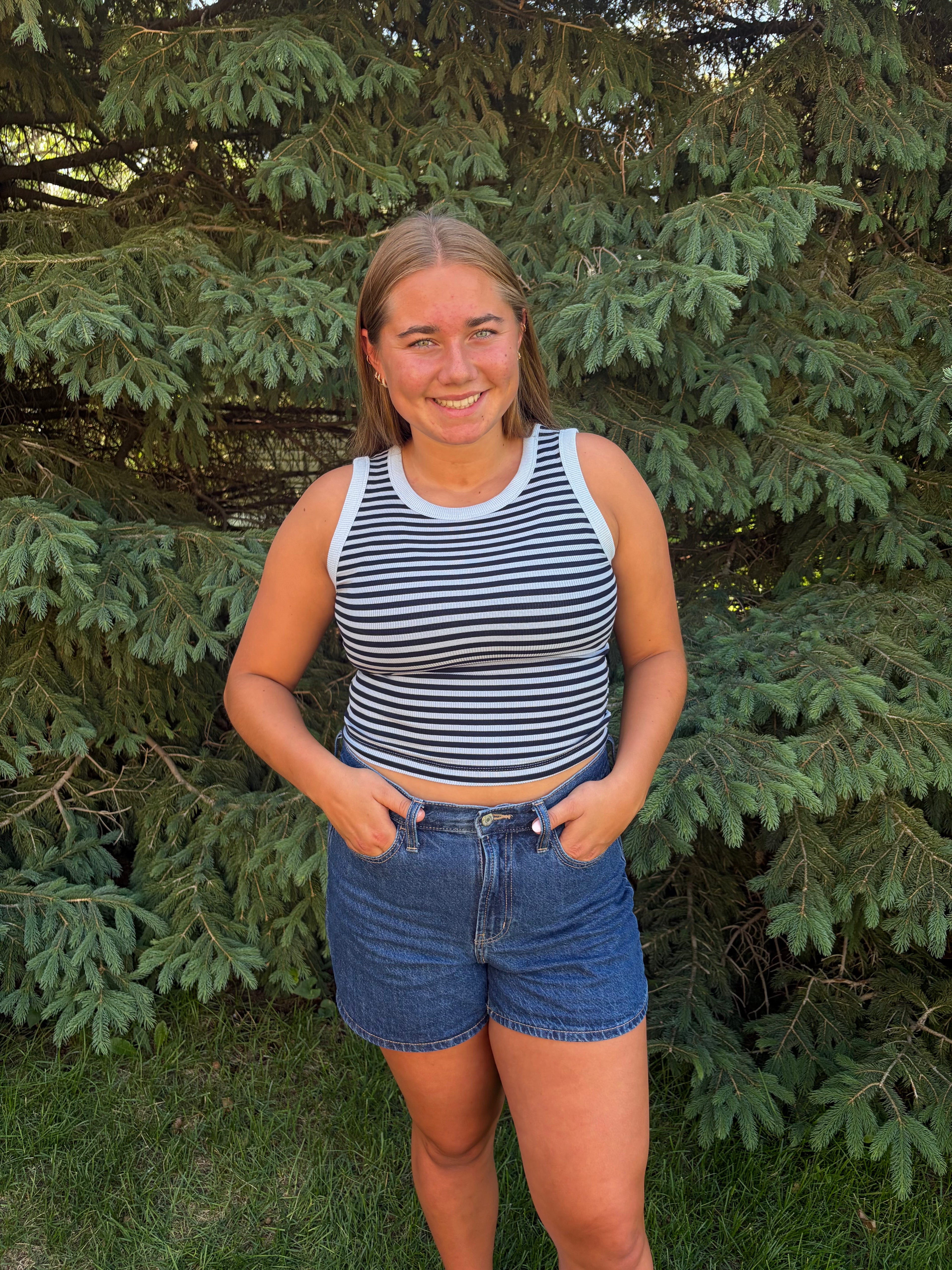 Sun & Stripe Navy Tank
