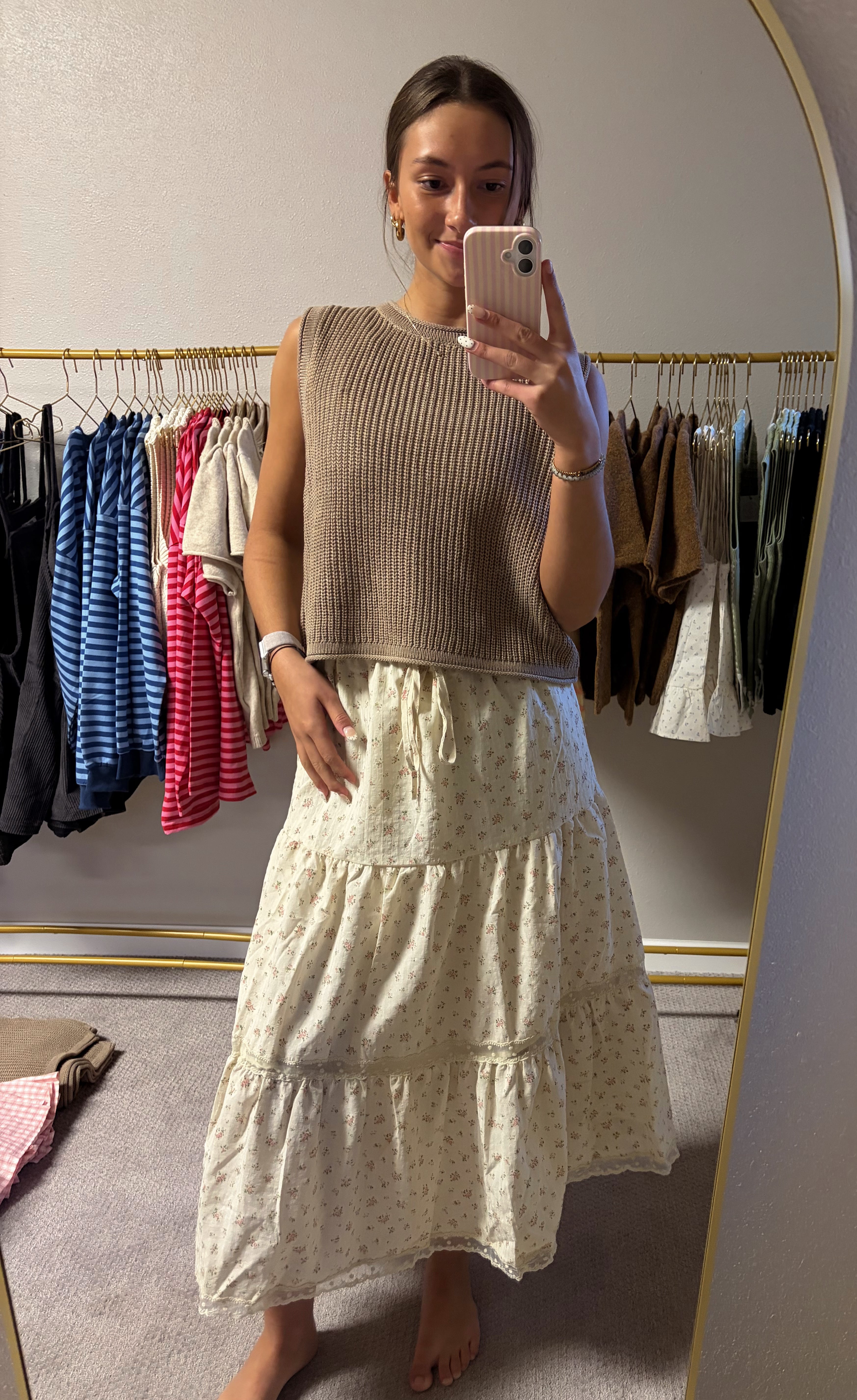 Meadow Floral Tiered Midi Skirt