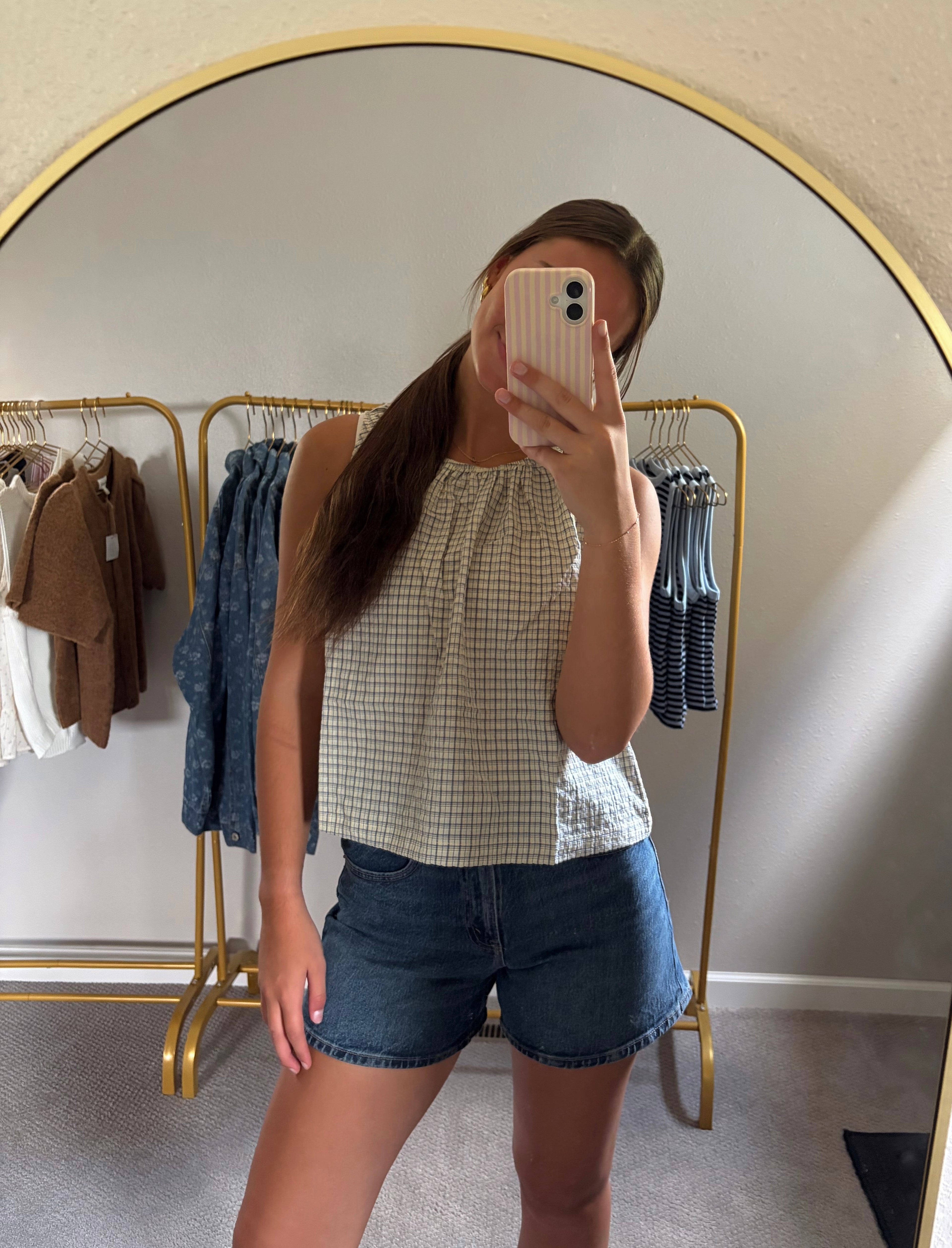 Meadow Plaid Gathered Top