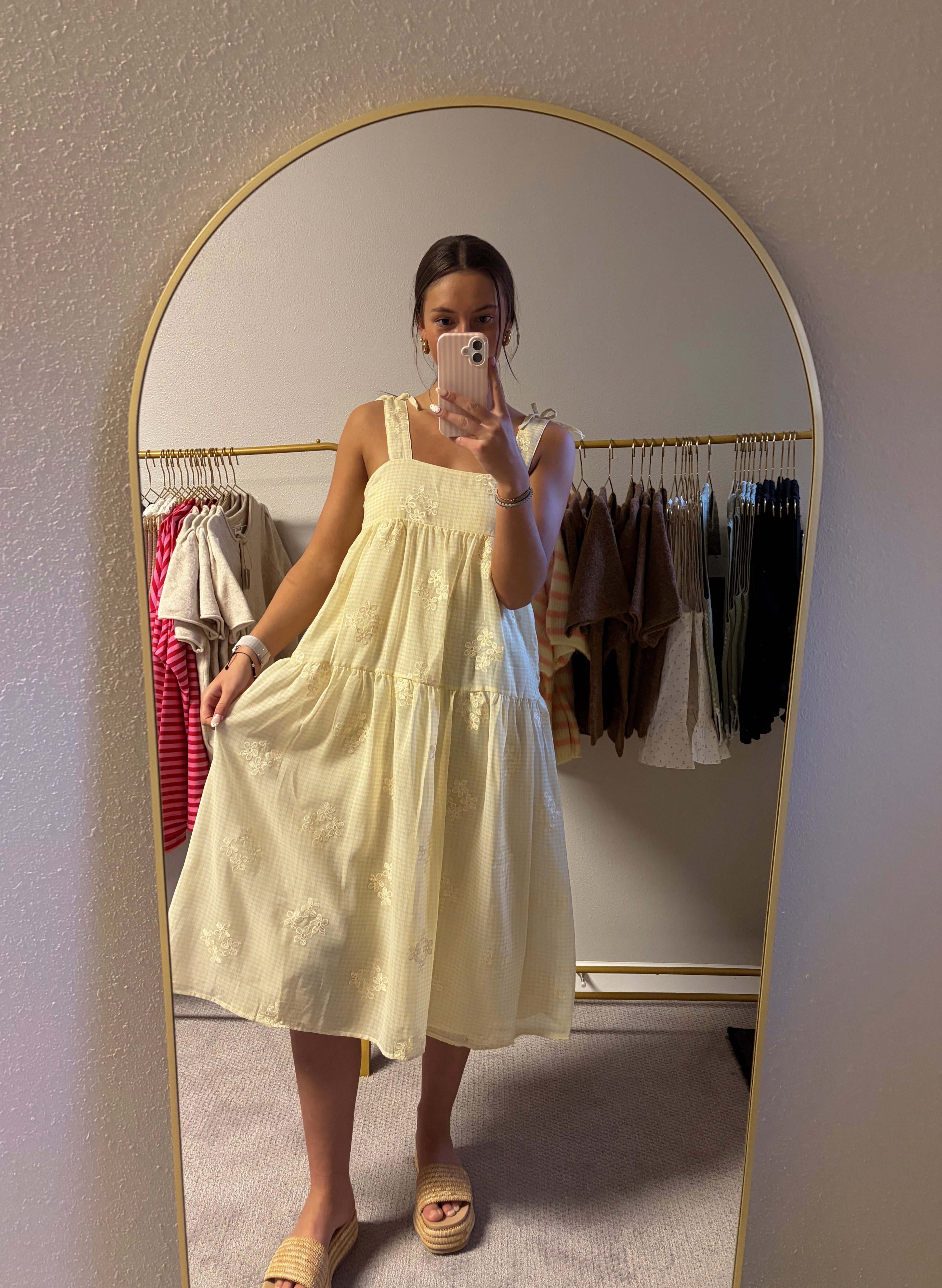 Buttercup Embroidered Tiered Midi Dress