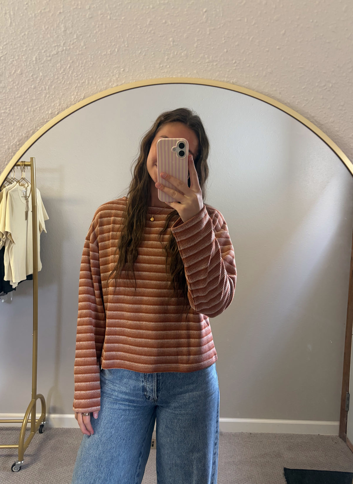Cinnamon Swirl Striped Sweater