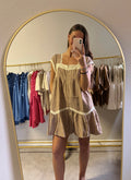 Prairie Stripe Lace Mini Dress